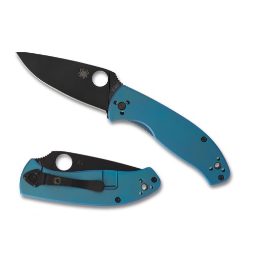 Spyderco Tenacious RIL Blue Titanium Black Blade