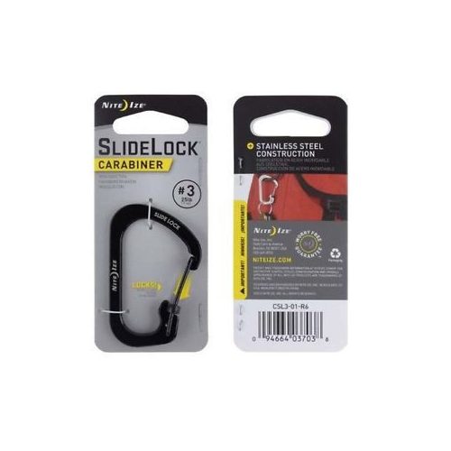 Nite Ize SlideLock 3 Black - rozsdamentes karabiner